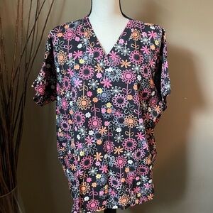 Floral Print Women's Scrub Top